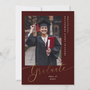 Ankündigung von Graduate Burgundy Gold Abschluss