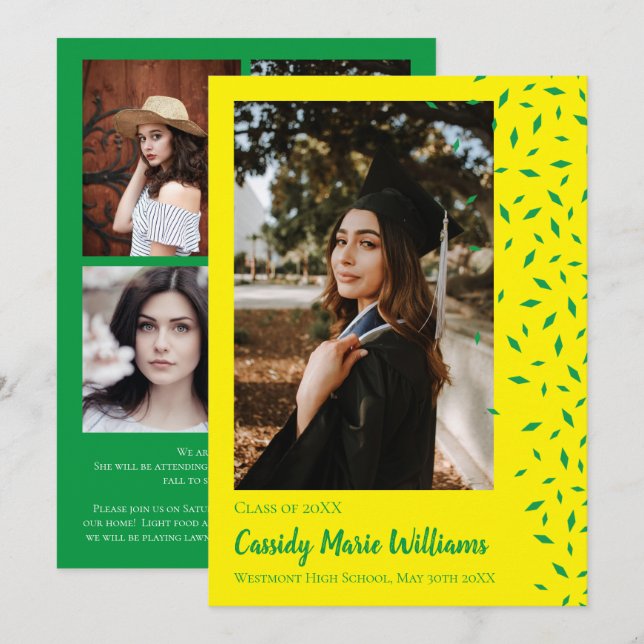 Ankündigung von Green Yellow Confetti Abschluss (Vorne/Hinten)