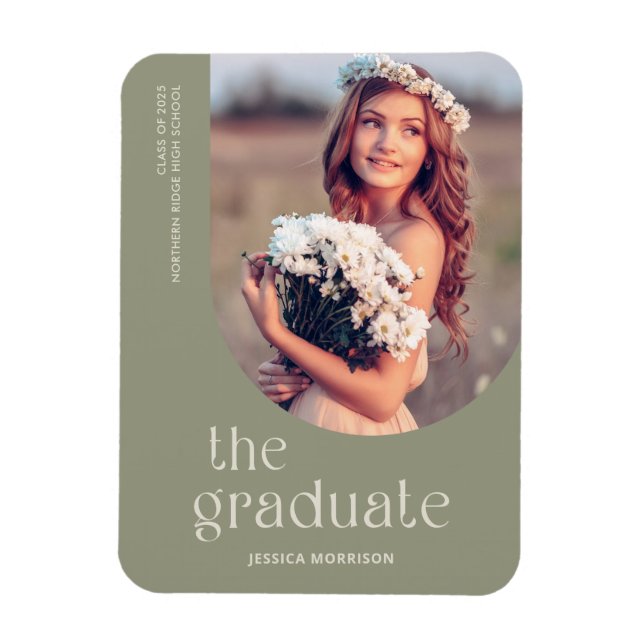 Ankündigung von Grünem Foto in einfachen Schriftze Magnet (Vertikal)