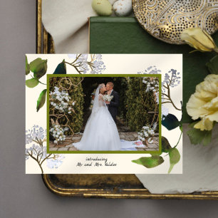 Ankündigung von Grüntönen und Florals Just Married