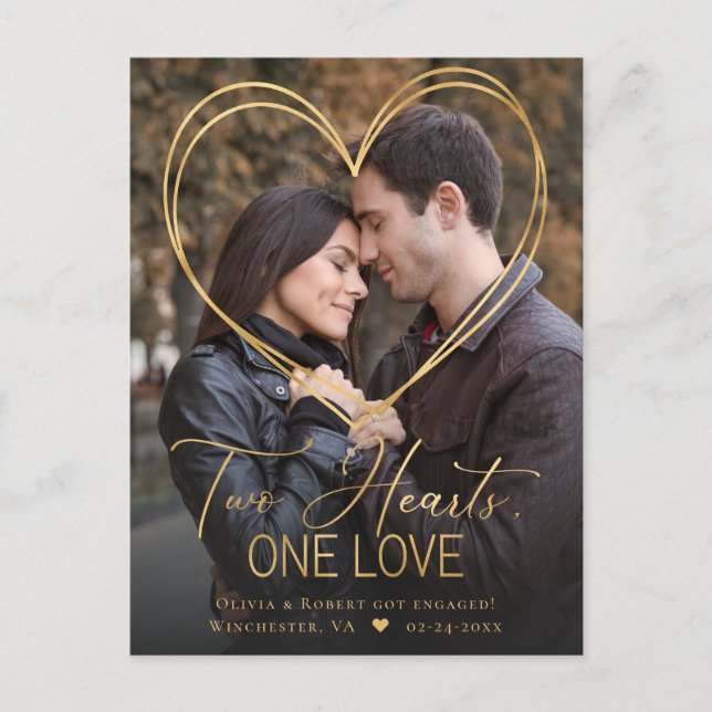 Ankündigung von Herz-Foto-Verlobung (Vorderseite)