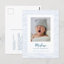 Ankündigung von klassischen handgezeichneten Blue Postkarte