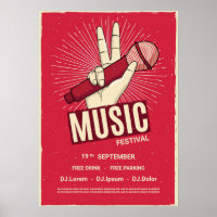 Ankündigung von Konzerten im Retro-Stil