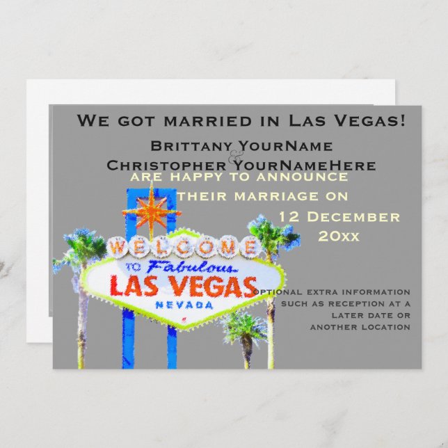 Ankündigung von Las Vegas Wedding Foto (Vorne/Hinten)