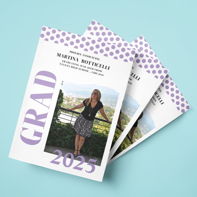 Ankündigung von Lavender Polka Dots Foto Abschluss (Von Creator hochgeladen)