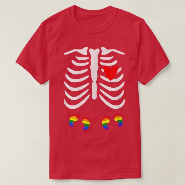 Ankündigung von LGBT Schwangerschaft Twin Skeleton T-Shirt (Design vorne)