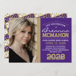 Ankündigung von lila & Bronze Gold Abschluss Foto