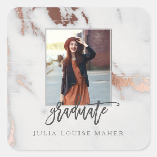 Ankündigung von MARBLE AND ROSE GOLD ABSCHLUSS Quadratischer Aufkleber