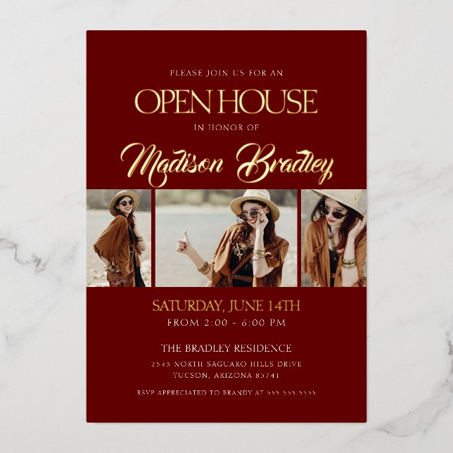 Ankündigung von Maroon und Gold Abschluss (Vorderseite)