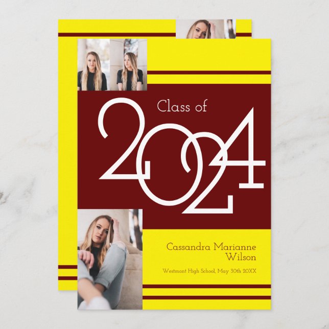 Ankündigung von Maroon Yellow School Color Abschlu (Vorne/Hinten)