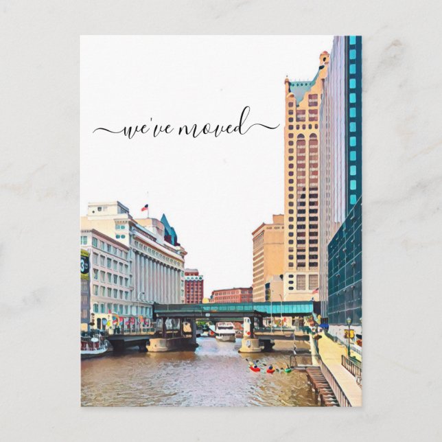 Ankündigung von Milwaukee Skyline Moving Postcard (Vorderseite)