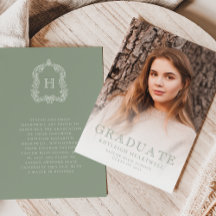 Ankündigung von Monogram Sage Green Foto Abschluss