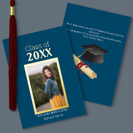 Ankündigung von Navy Blue and Gold Foto Abschluss