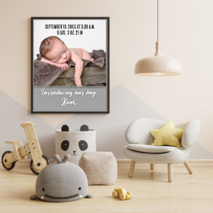 Ankündigung von New Baby Birth Foto Poster