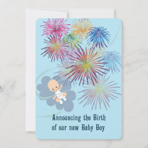 Ankündigung von New Baby Boy mit Fireworks