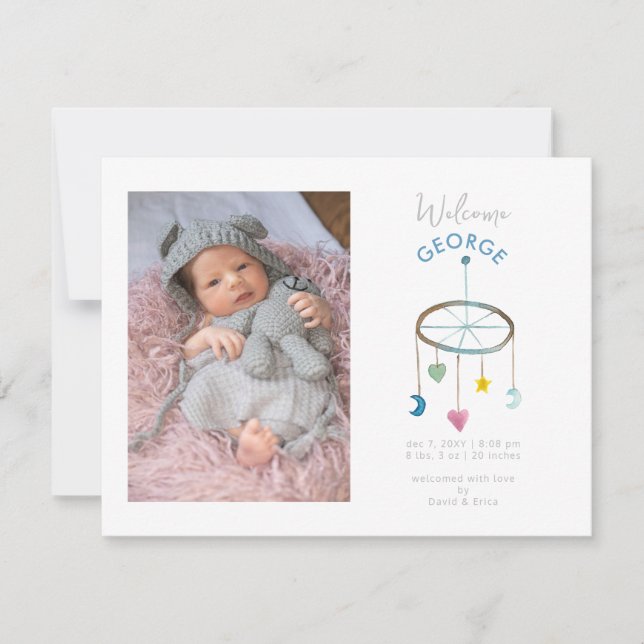 Ankündigung von niedlich Baby Mobile Foto Baby (Vorderseite)