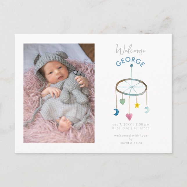 Ankündigung von niedlich Baby Mobile Foto Baby (Vorderseite)