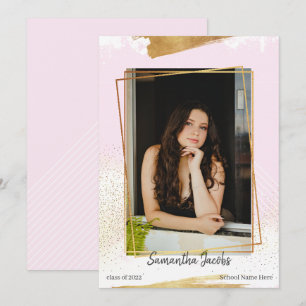 Ankündigung von niedlichem Rosa und Gold Gerahmter