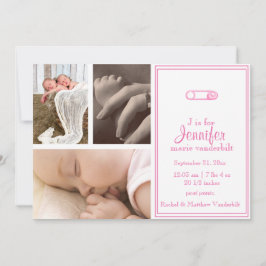 Ankündigung von Pink Diaper Button Baby Foto