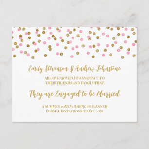 Ankündigung von Pink Gold Confetti Verlobung