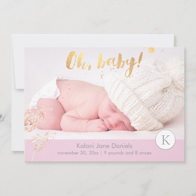 Ankündigung von PixDezines über die Geburt (Vorderseite)