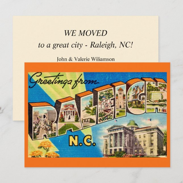 Ankündigung von Raleigh NC Map Moving (Vorne/Hinten)