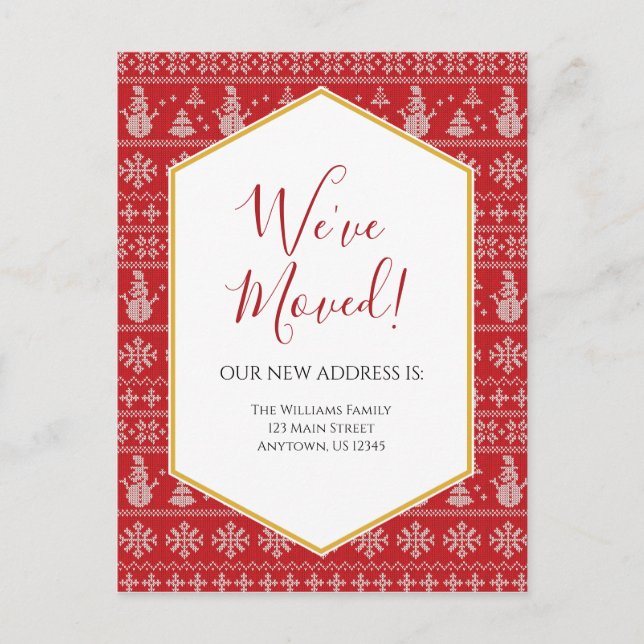 Ankündigung von Red Christmas Sweater Motion Ankün Postkarte (Vorderseite)