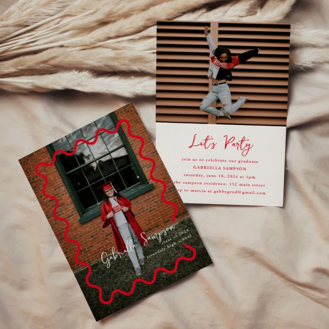 Ankündigung von Red Modern Graduation Einladungen (Von Creator hochgeladen)