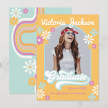 Ankündigung von Retro Hippie Graduate Foto