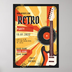 Ankündigung von Retro Music Party Flyer Poster