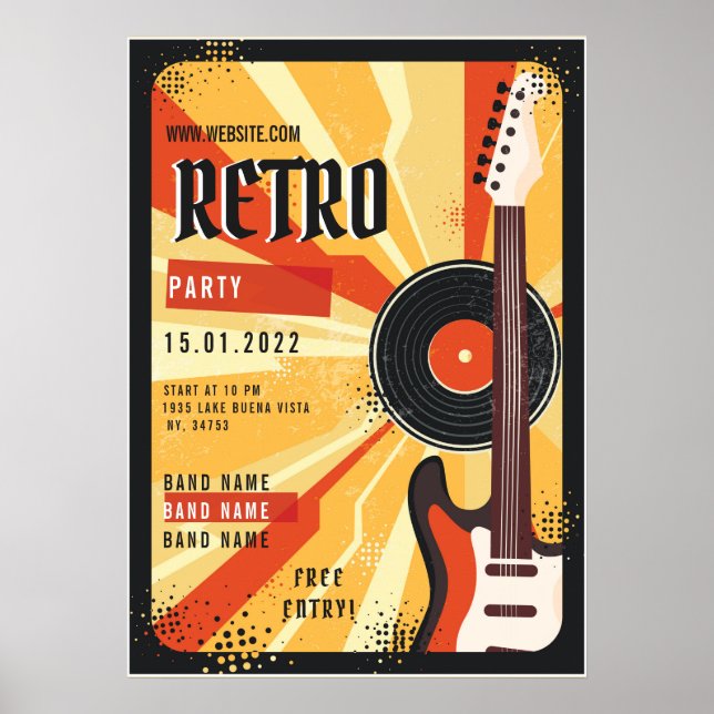 Ankündigung von Retro Music Party Flyer Poster (Vorne)