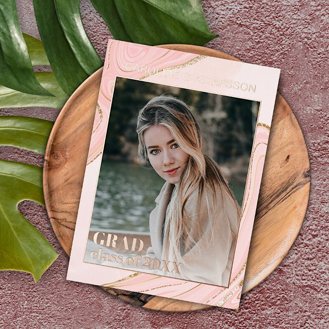 Ankündigung von Rosa Gold Glitzer Foil Abschluss (Von Creator hochgeladen)