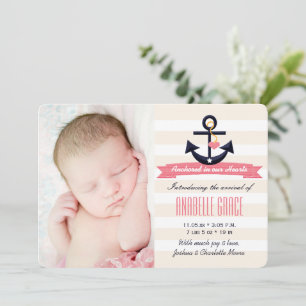 Ankündigung von Rosa und Navy Nautical Themed