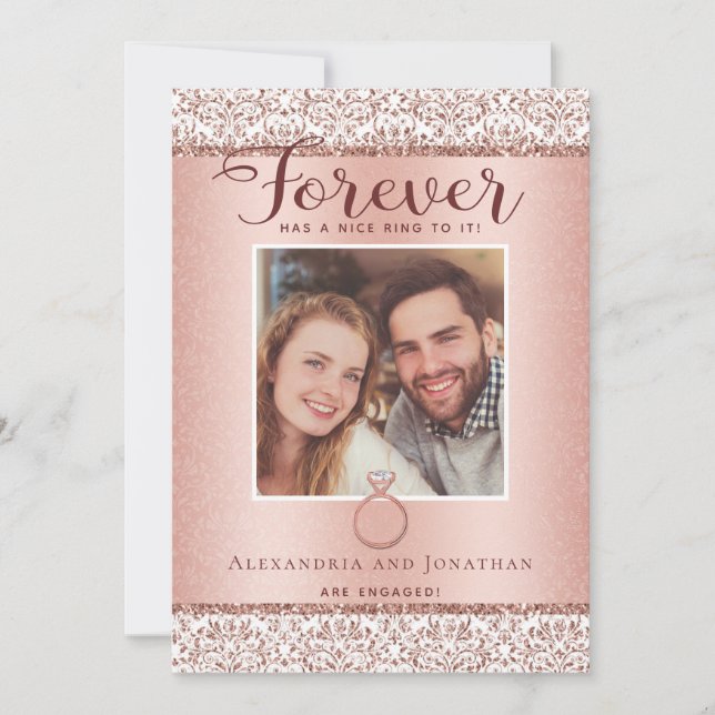 Ankündigung von Rose Gold Verlobung Foto (Vorderseite)