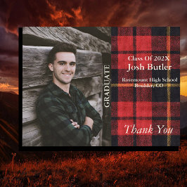 Ankündigung von rustikalem Karierten Abschluss & V Postkarte