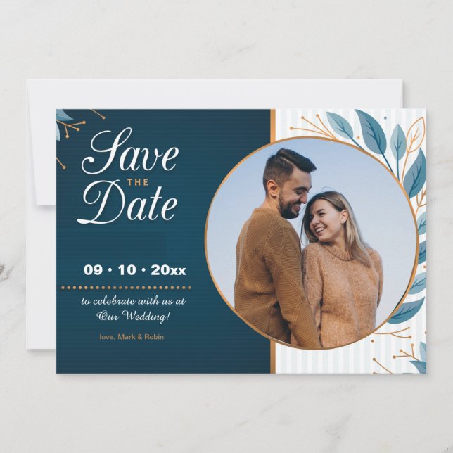 Ankündigung von Save the Date Blue Foto (Vorderseite)