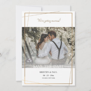 Ankündigung von Save the Date-Gold-Frame-Fotos