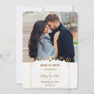 Ankündigung von Save the Date Scroll Foto