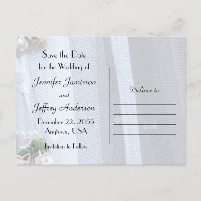 Ankündigung von Save the Date Wedding Party Lace Postkarte (Rückseite)
