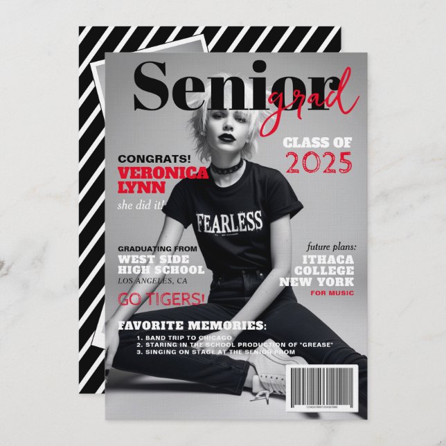 Ankündigung von Senior Grad Modern Magazine Cover (Vorne/Hinten)