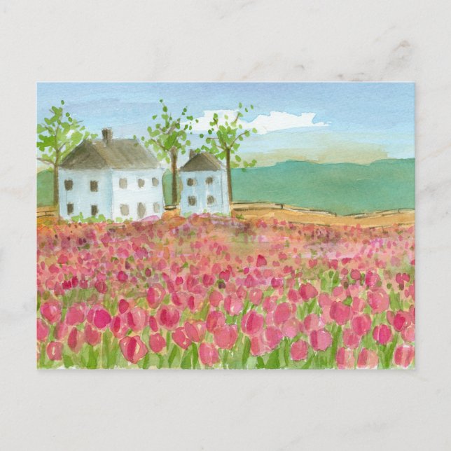 Ankündigung von "Shaker House Tulips Fields Moving Postkarte (Vorderseite)