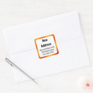 Ankündigung von Spaß weiß und Orange Gradient Movi Quadratischer Aufkleber