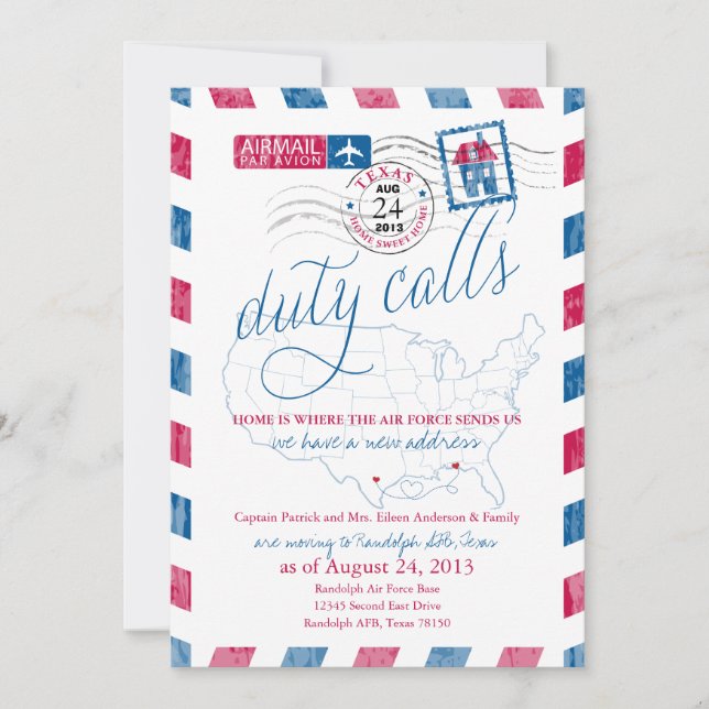 Ankündigung von Texas Airmail Military Moving (Vorderseite)