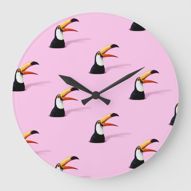 Ankündigung von Toucan: Tropical Pink Paradise Große Wanduhr (Vorderseite)