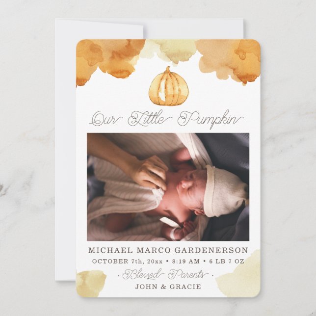 Ankündigung von Wassercolor Pumpkin Baby (Vorderseite)