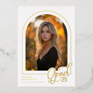 Ankündigung von White Gold Foil Foto Abschluss
