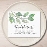 Ankündigung zum Geschäftsverkehr Flyer<br><div class="desc">Lass deinen Kunden mit diesen Flyern deine neue Adresse. Sie sind mit minimalistischem Aquarell und stilvoller Schriftzeichen dekoriert. Einfach anpassbar. Original Wasserfarbe © Michele Davies.</div>