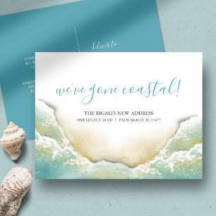 Ankündigung zum Strand Postkarte