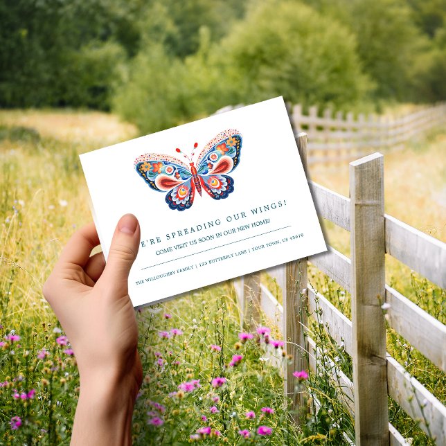 Ankündigung zum Thema "Folk Art Butterfly Moving" Postkarte (Von Creator hochgeladen)