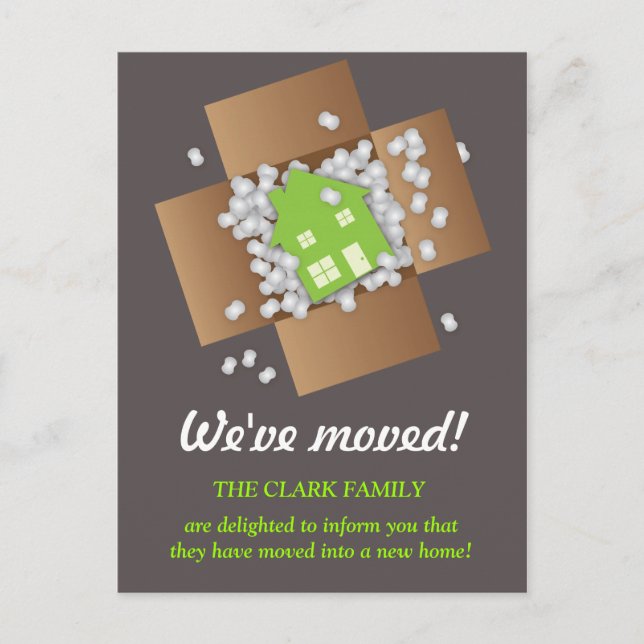 Ankündigung zum Umziehen von Popcorn in grünen Pac (Vorderseite)